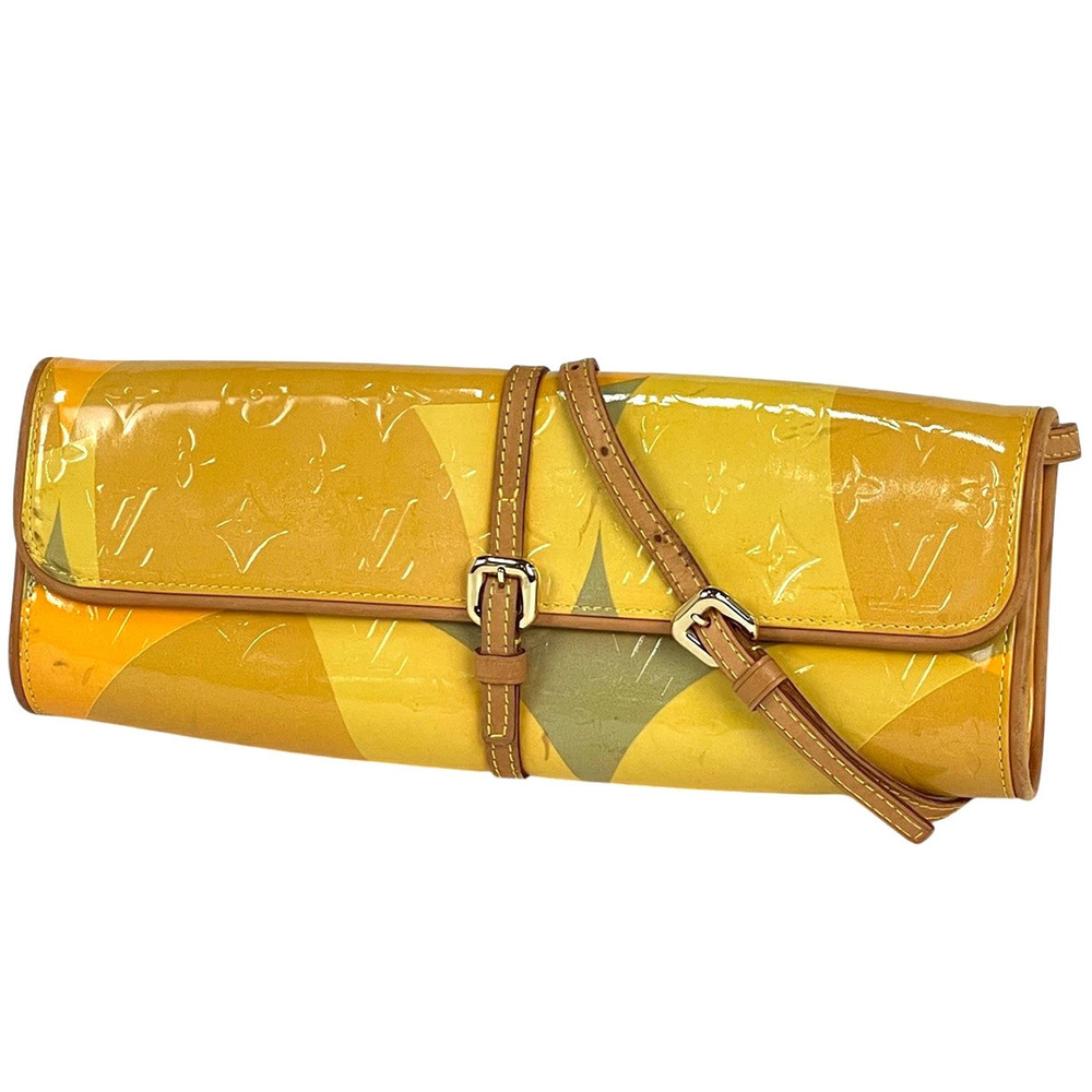Louis Vuitton Pochette Fleur Shoulder Bag Monogram Vernis Yellow